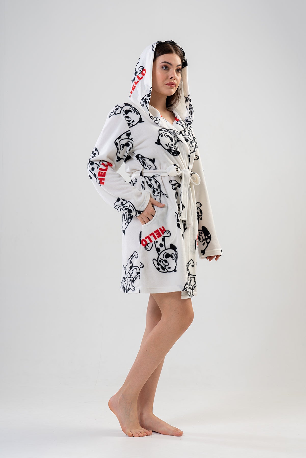 BAYAN POLAR KAPSONLU CEPLI KISA SABAHLIK - BRIGHT WHITE