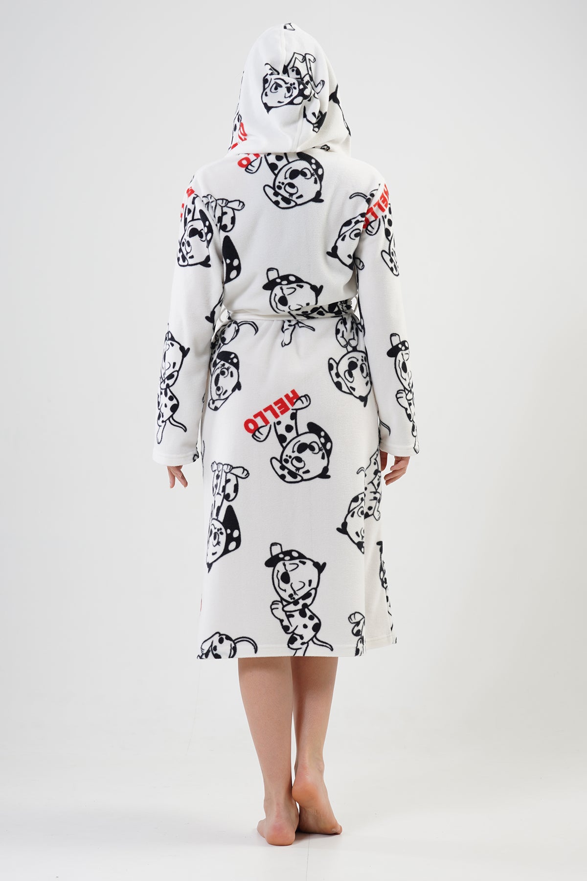 BAYAN POLAR KAPSONLU CEPLI UZUN SABAHLIK - BRIGHT WHITE