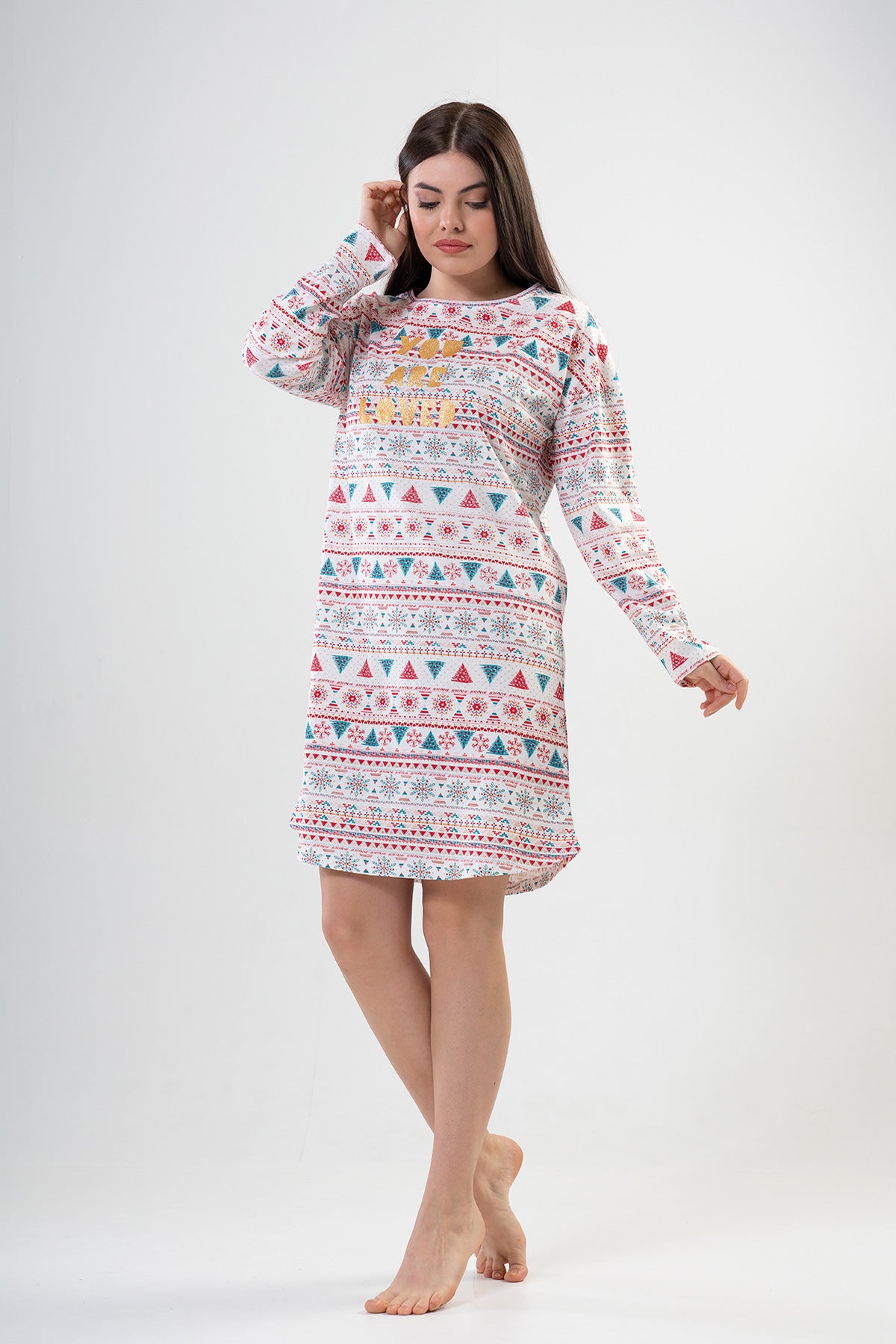BAYAN P.SUPREM O YAKA DUSUK OMUZLU UZUN KOL ETEGI OVAL TUNIK - KREM