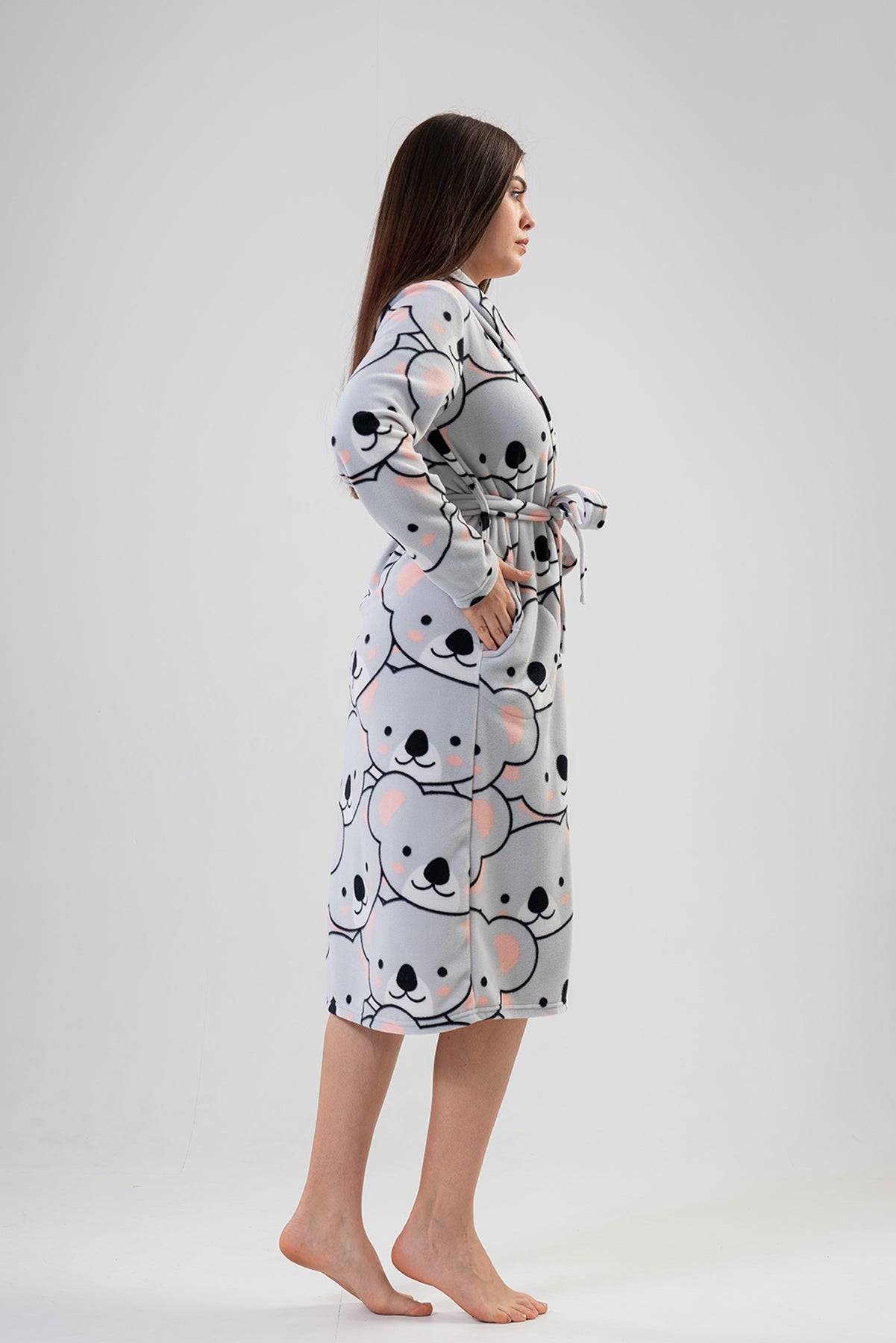 BAYAN POLAR SAL YAKA UZUN KOL UZUN SABAHLIK