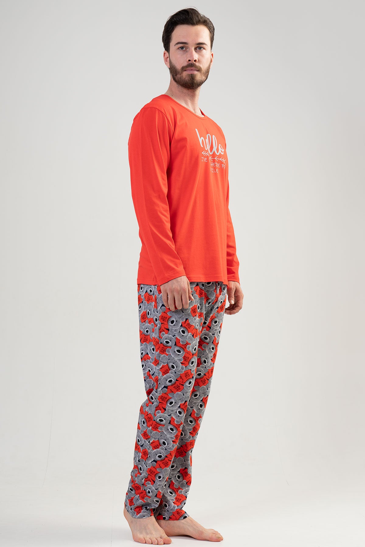 CEPLI ERKEK P.SUPREM O YAKA UZUN KOL PIJAMA TAKIM - RED