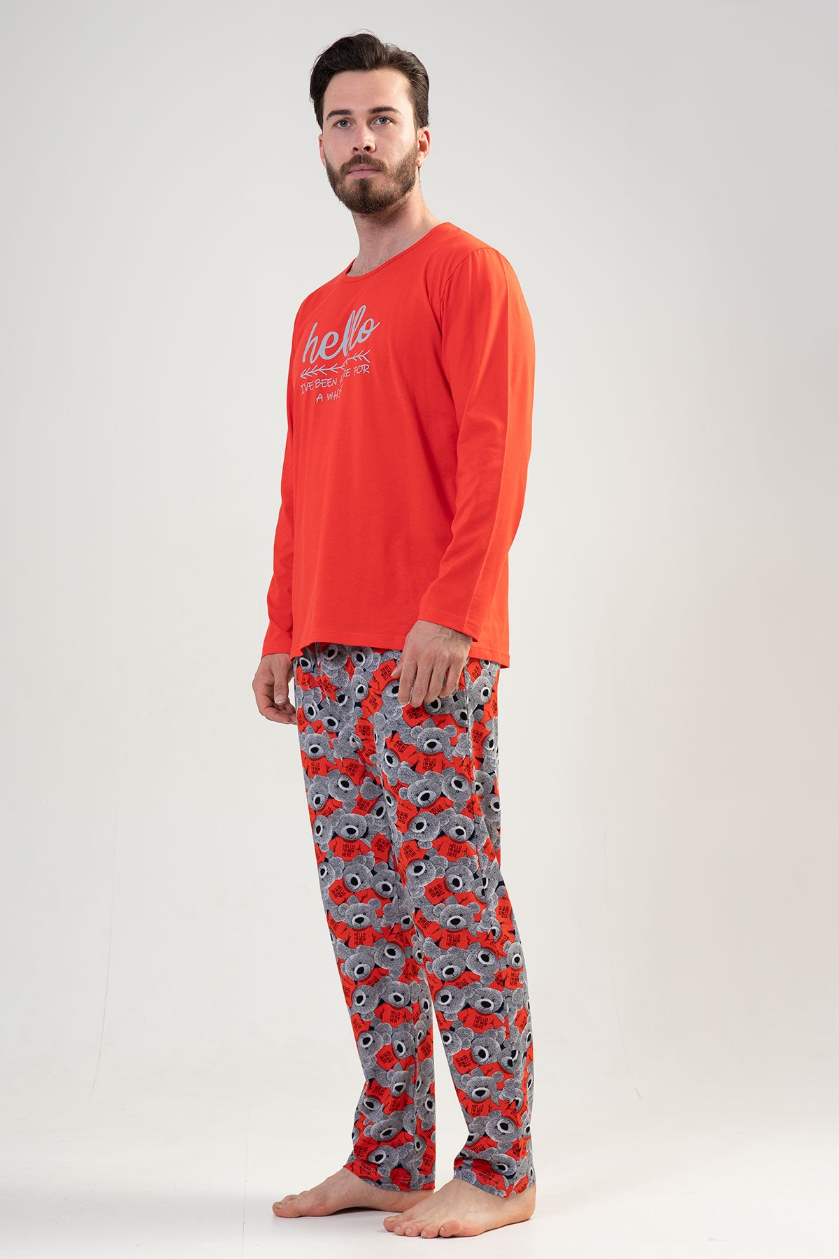CEPLI ERKEK P.SUPREM O YAKA UZUN KOL PIJAMA TAKIM - RED