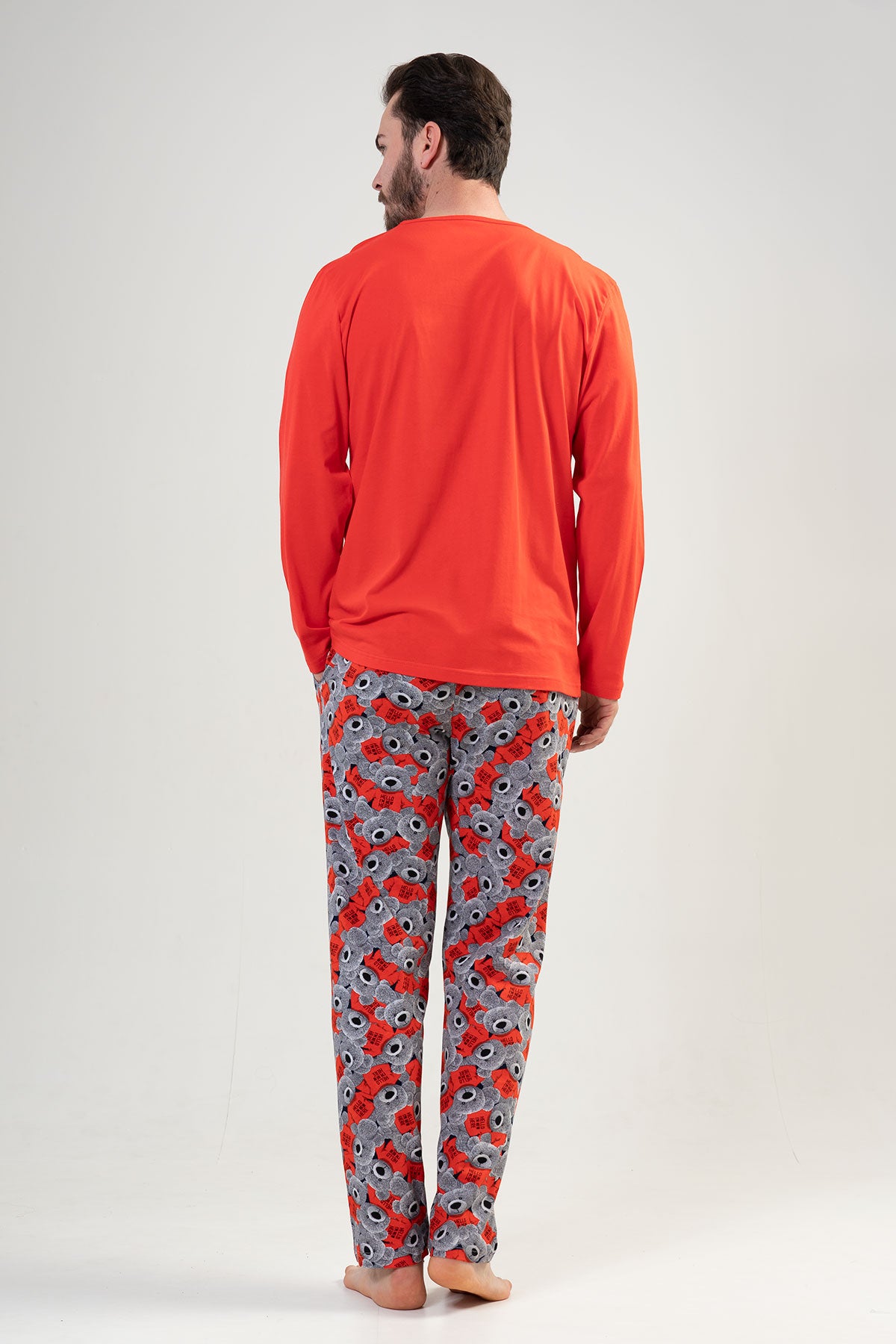 CEPLI ERKEK P.SUPREM O YAKA UZUN KOL PIJAMA TAKIM - RED