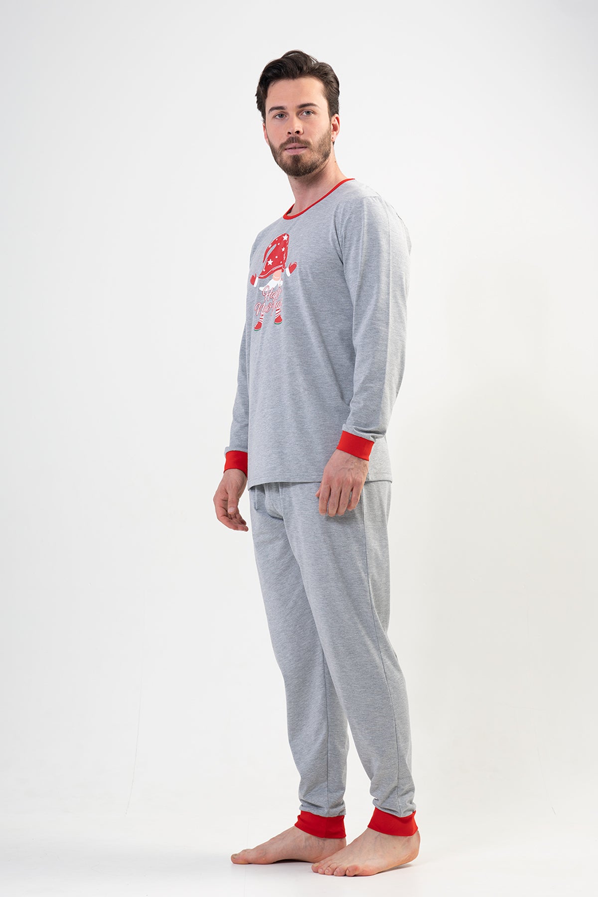 CEPLI ERKEK P.SUPREM O YAKA UZUN KOL MANSETLI PIJAMA TAKIM