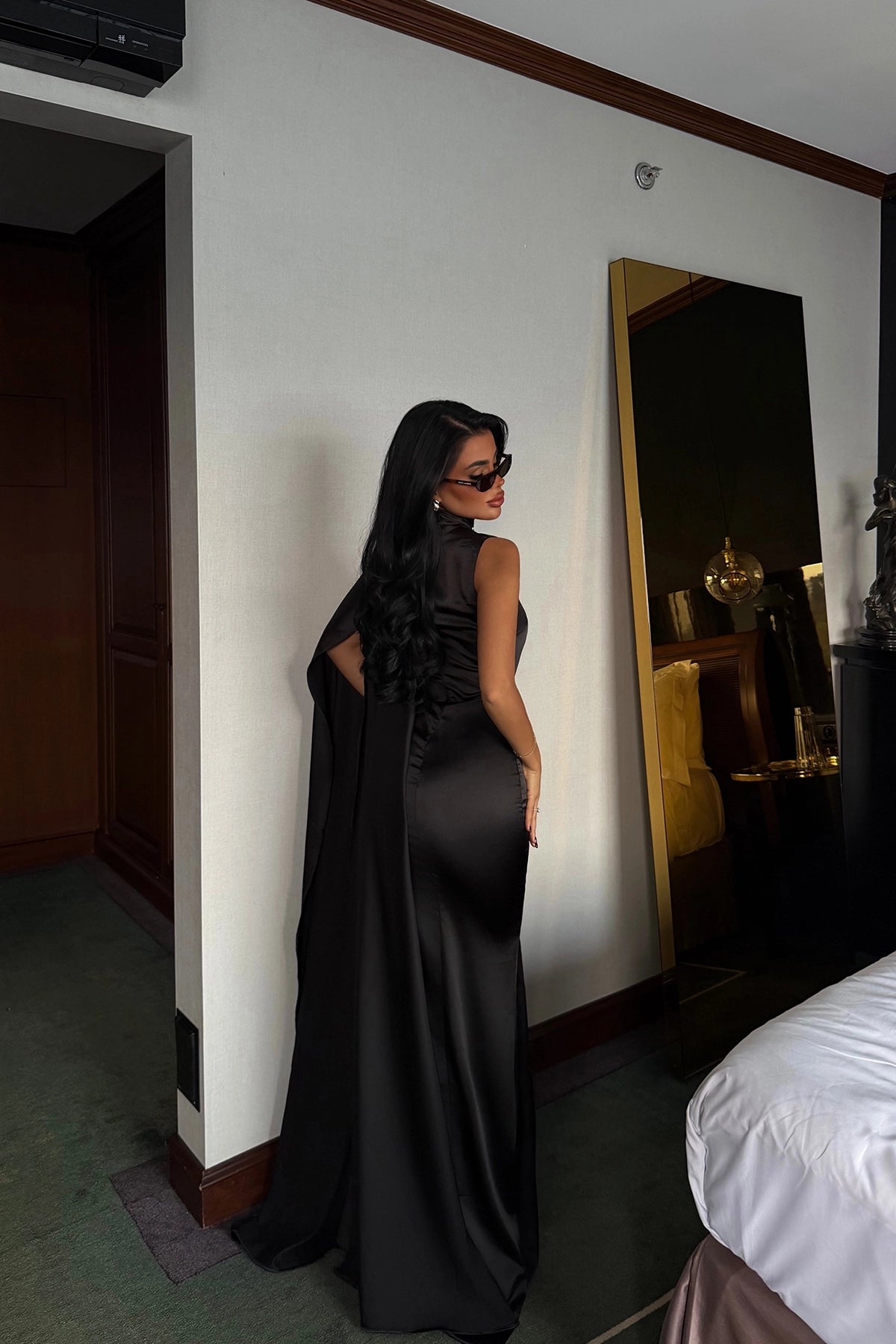Long Dress with Black Belt Detail