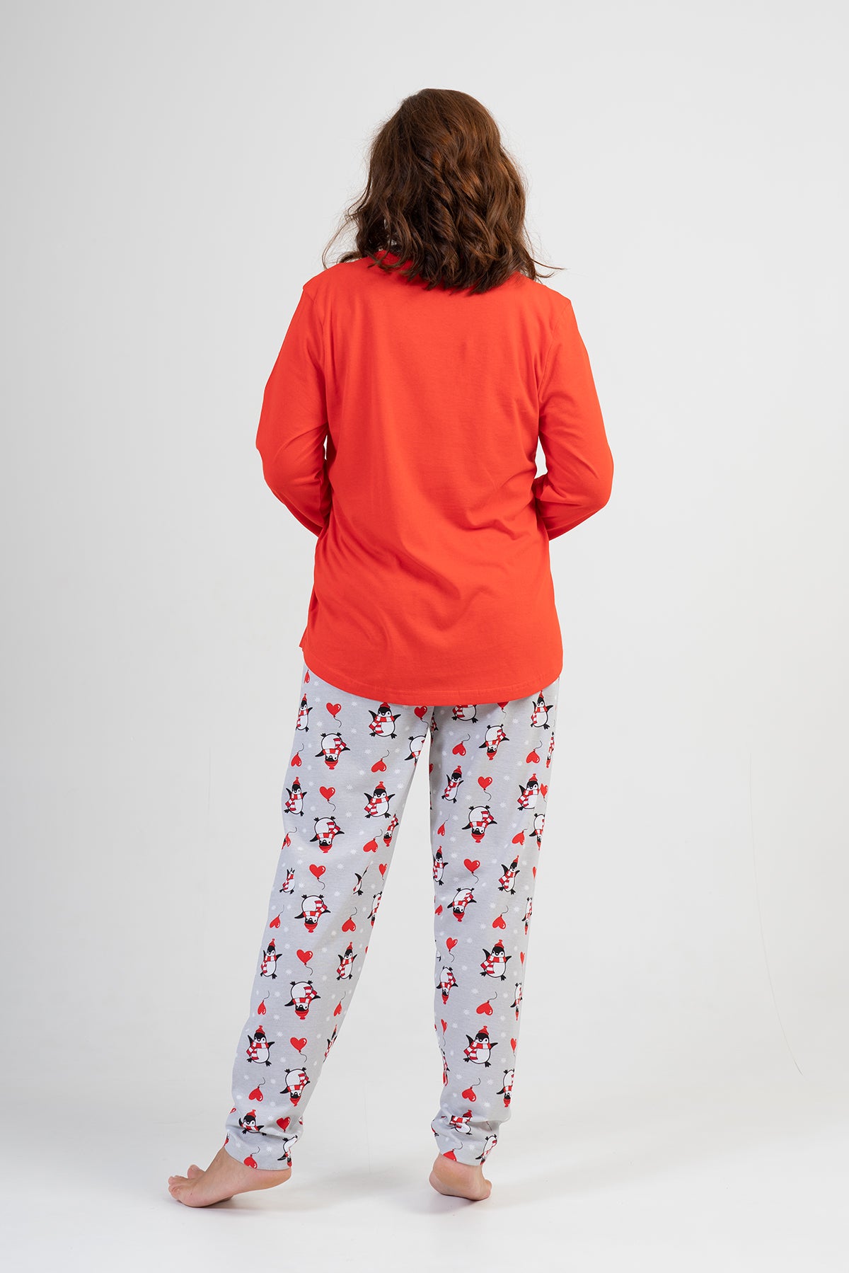 Woman Big Size Red Winter Pyjama Set