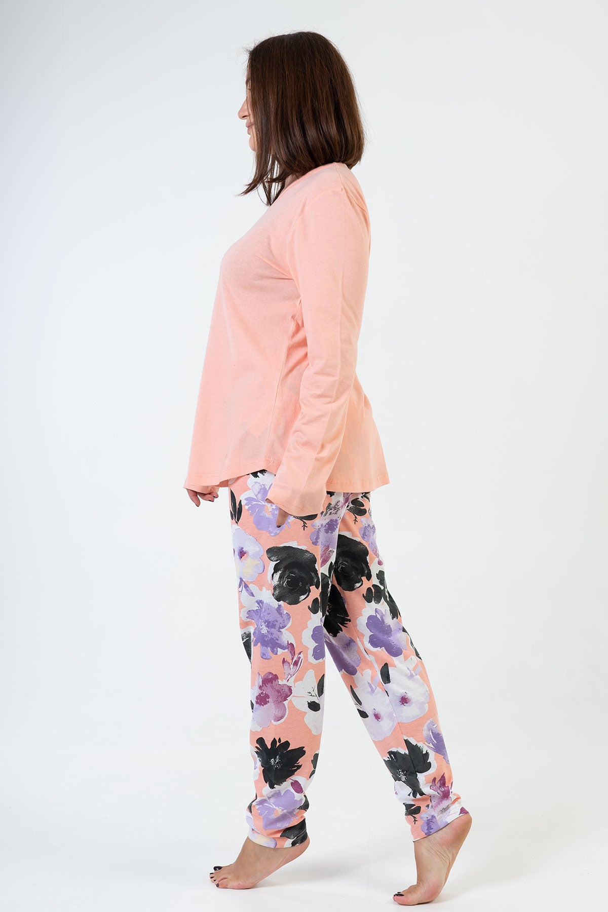 KADIN P.SUPREM XXL O YAKA UZUN KOL ETEGI OVAL PIJAMA TAKIM - BABY PINK