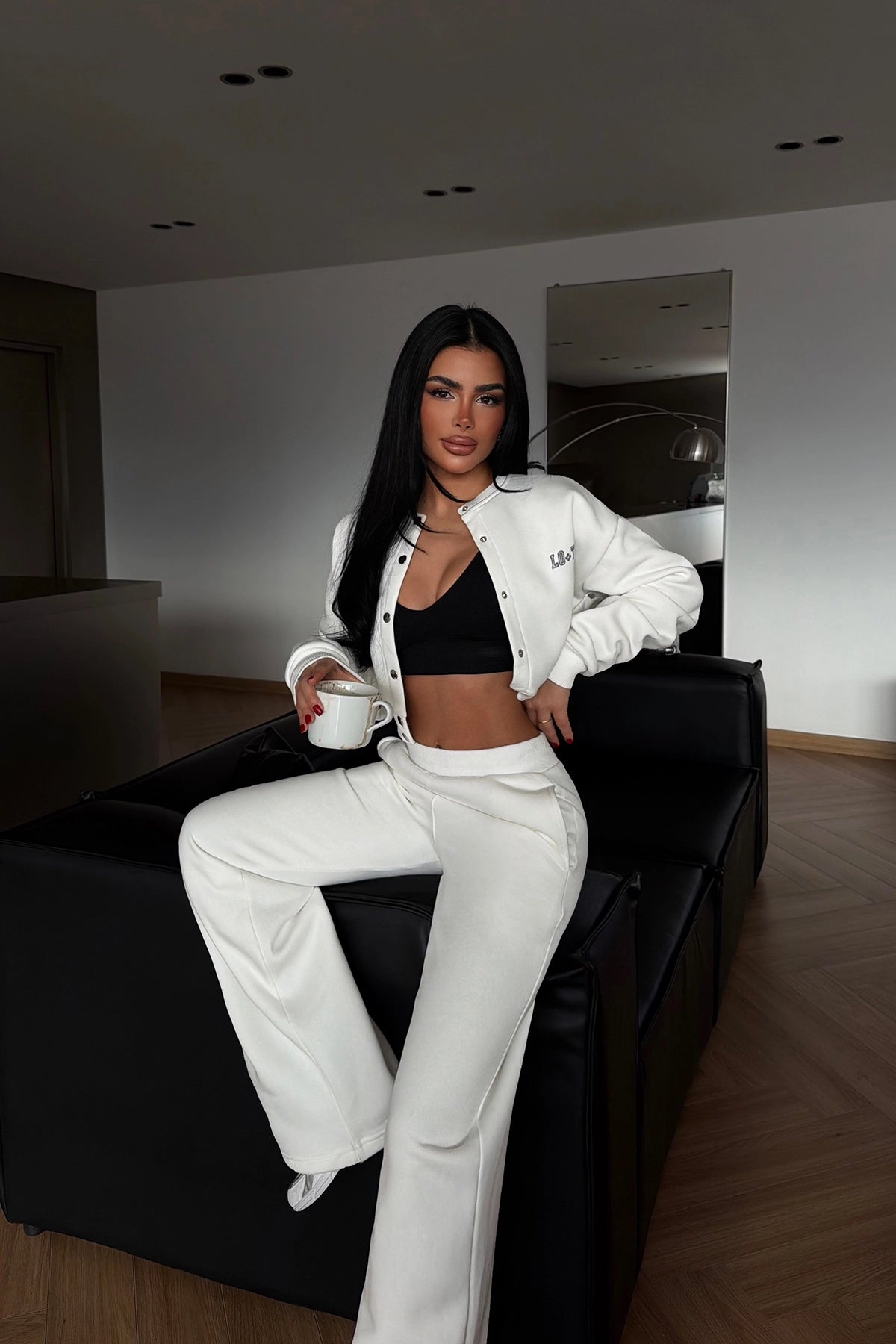 White Lo Tee Printed Tracksuit Set