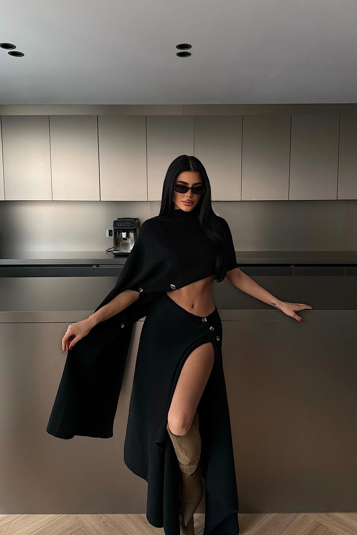 Siyah Suzette Triko Takım