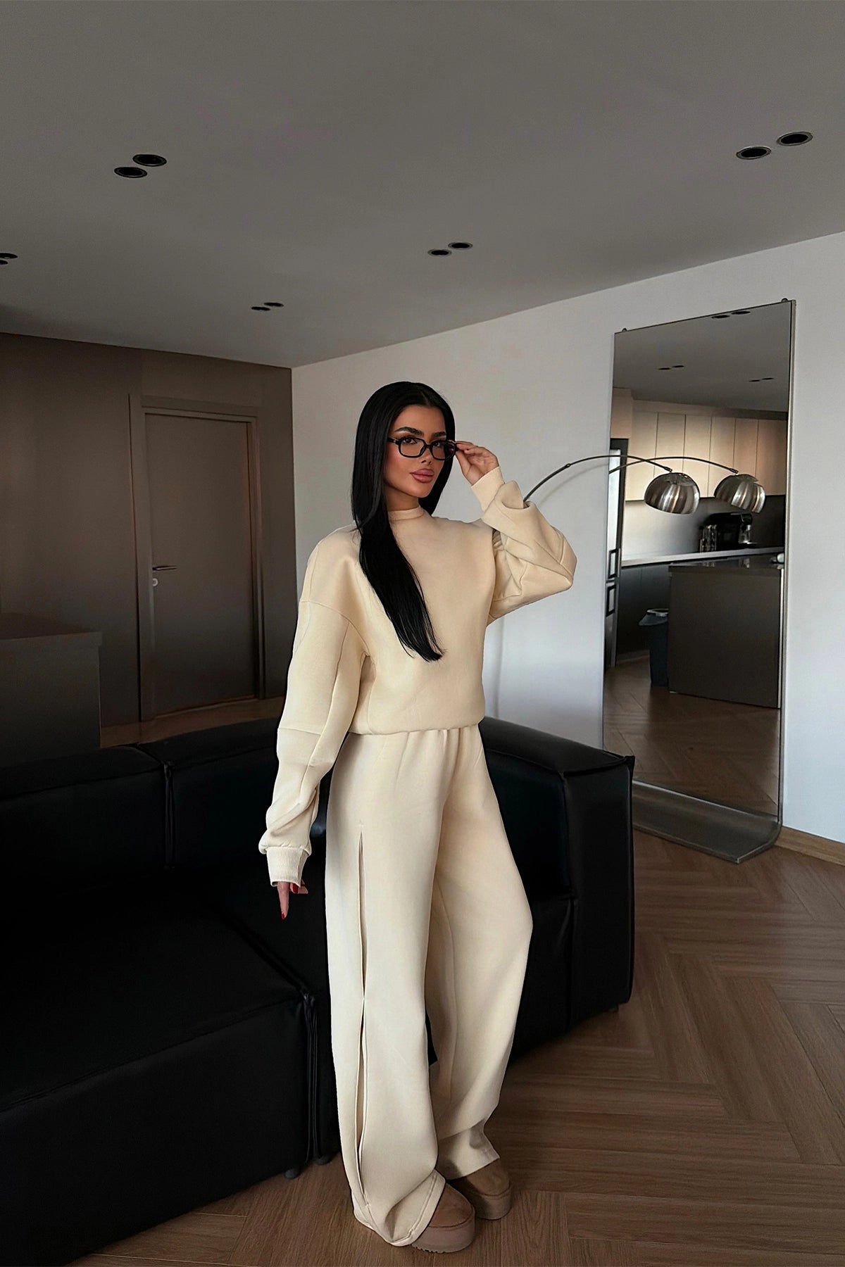 Krem Eşofman Takım