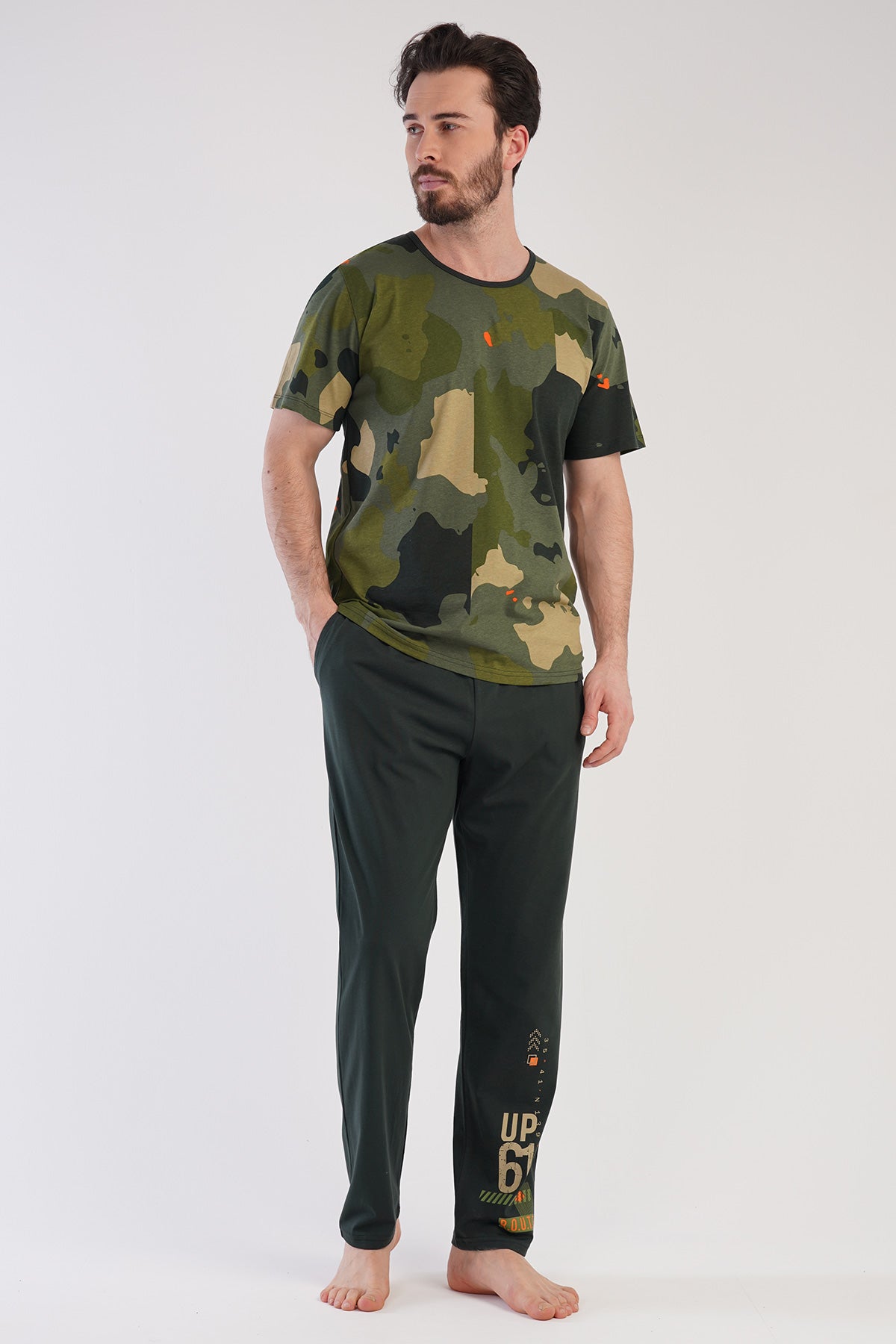 Man Big Size Camouflage Up Pyjama Set