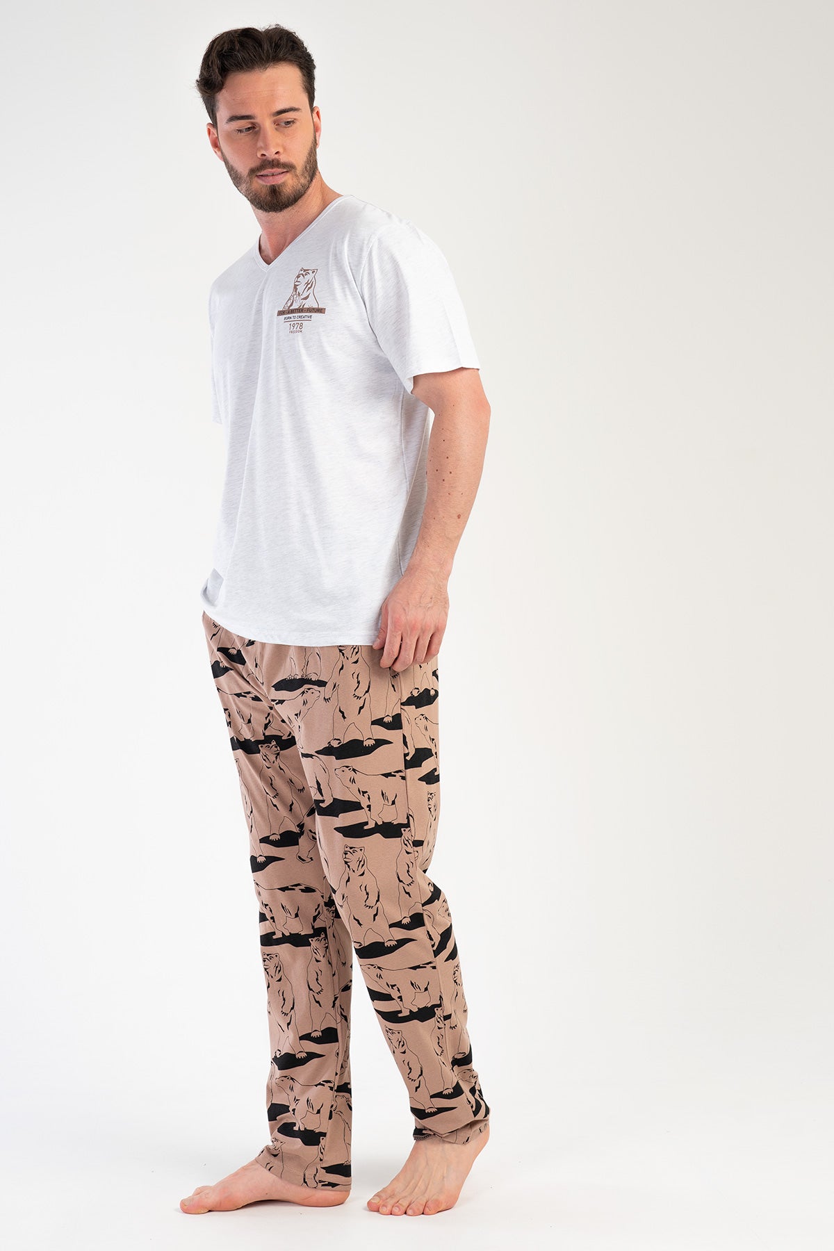 CEPLI ERKEK P.SUPREM V YAKA KISA KOL PIJAMA TAKIM