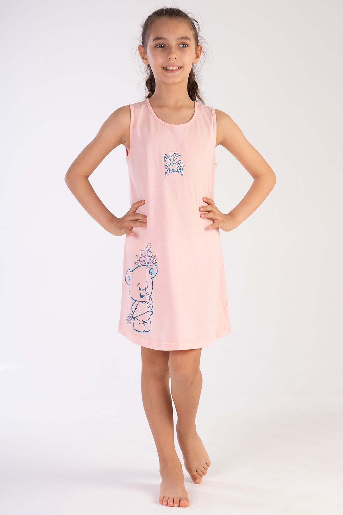 KIZ COCUK P.SUPREM KALIN ASKILI ETEGI OVAL TUNIK(11-12/15-16) - PEMBE