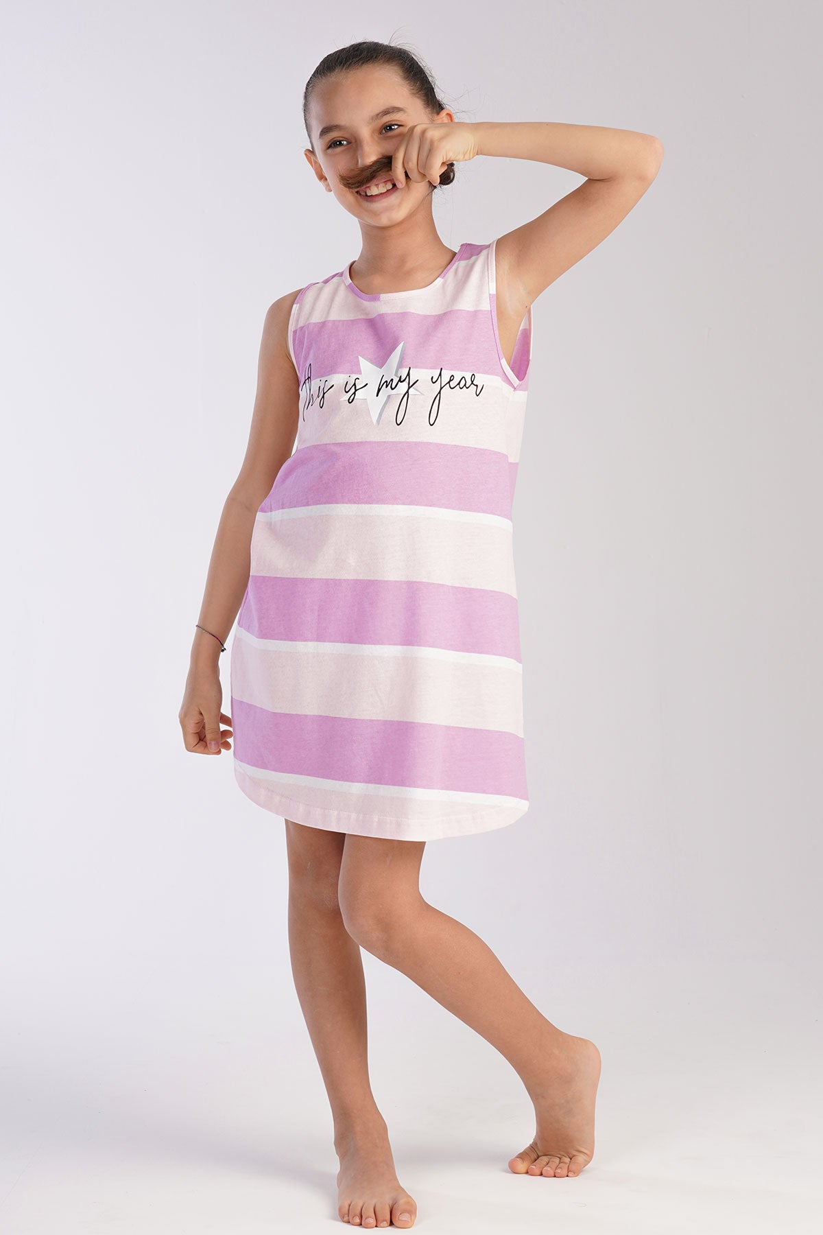 KIZ COCUK P.SUPREM KALIN ASKILI ETEGI OVAL TUNIK(3-4/9-10) - PINK