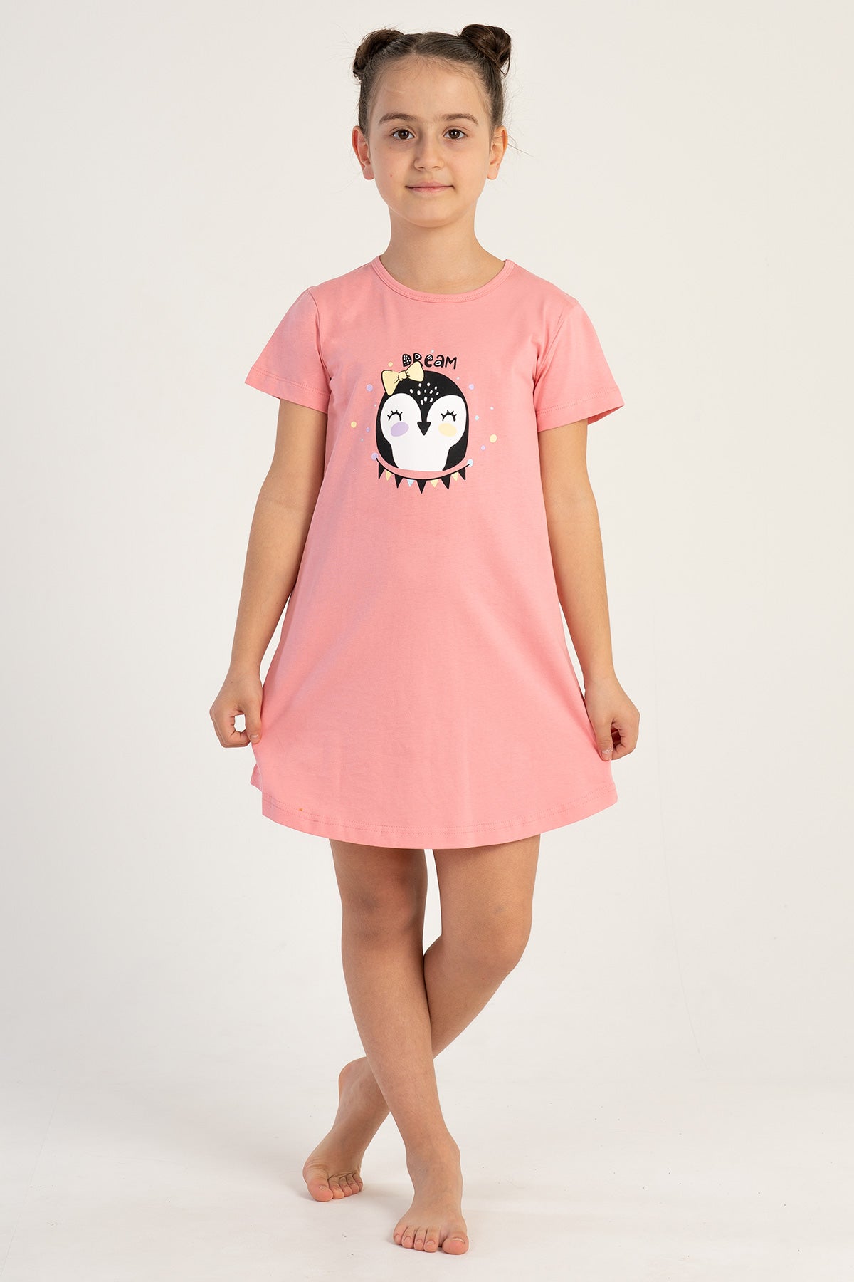 KIZ COCUK P.SUPREM O YAKA KISA KOL ETEGI OVAL TUNIK(11-12/15-16) - PINK