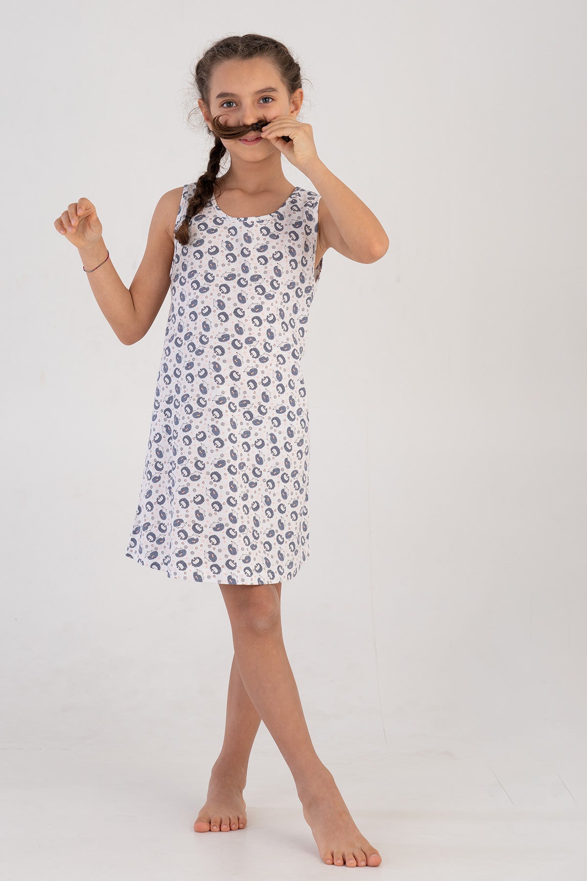 KIZ COCUK P.SUPREM KALIN ASKILI ETEGI OVAL TUNIK(3-4/9-10) - GRI