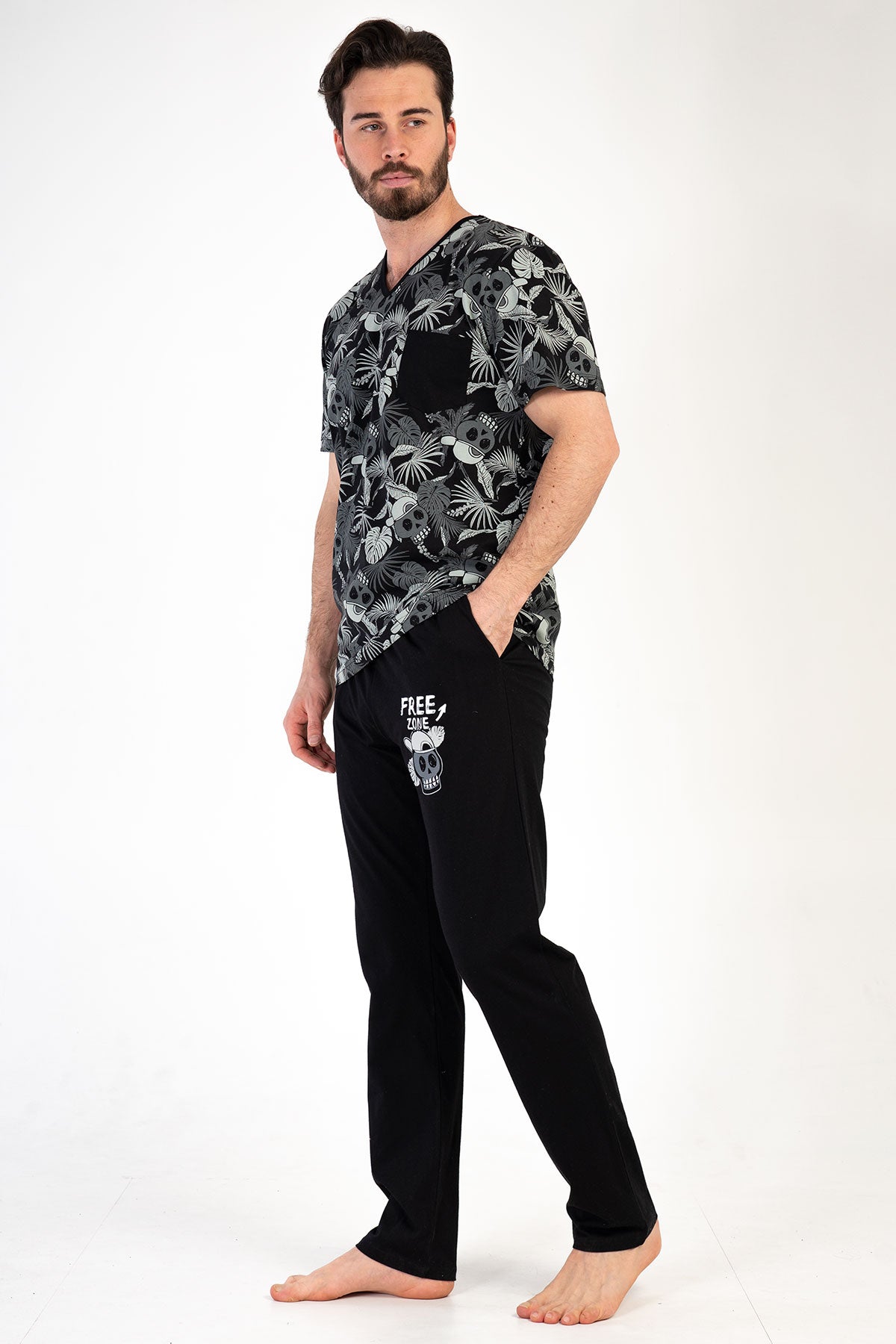 CEPLI ERKEK P.SUPREM V YAKA KISA KOL PIJAMA TAKIM