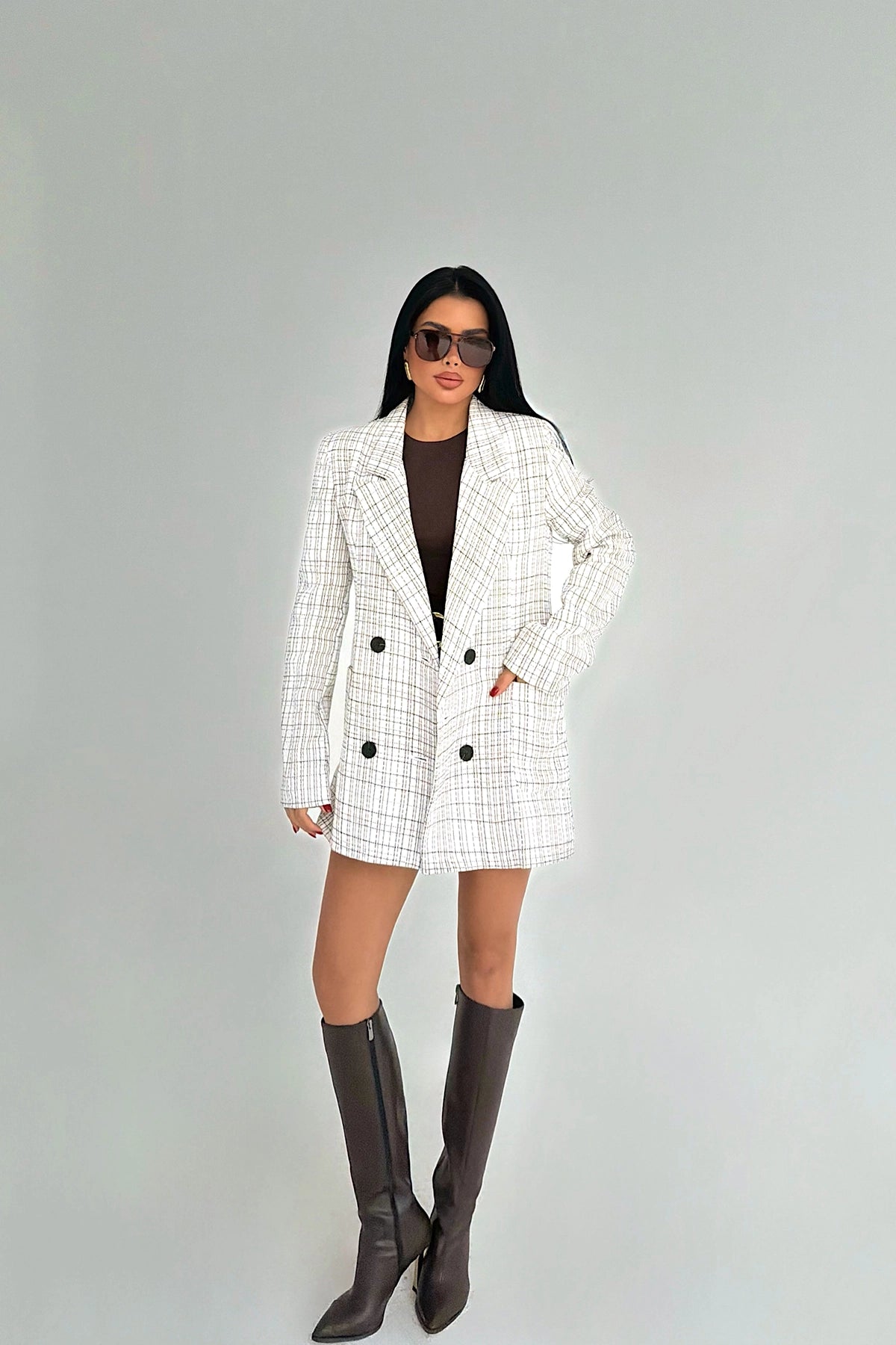 Gri Ekose Kody Ceket