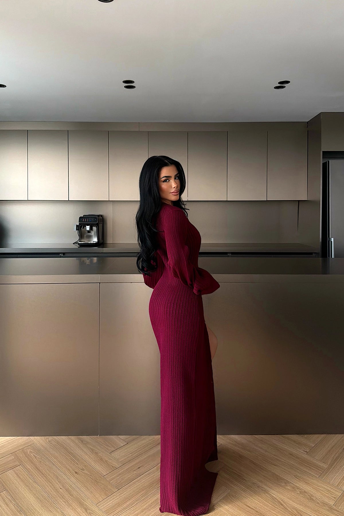 Bordo Ophelie Triko Elbise