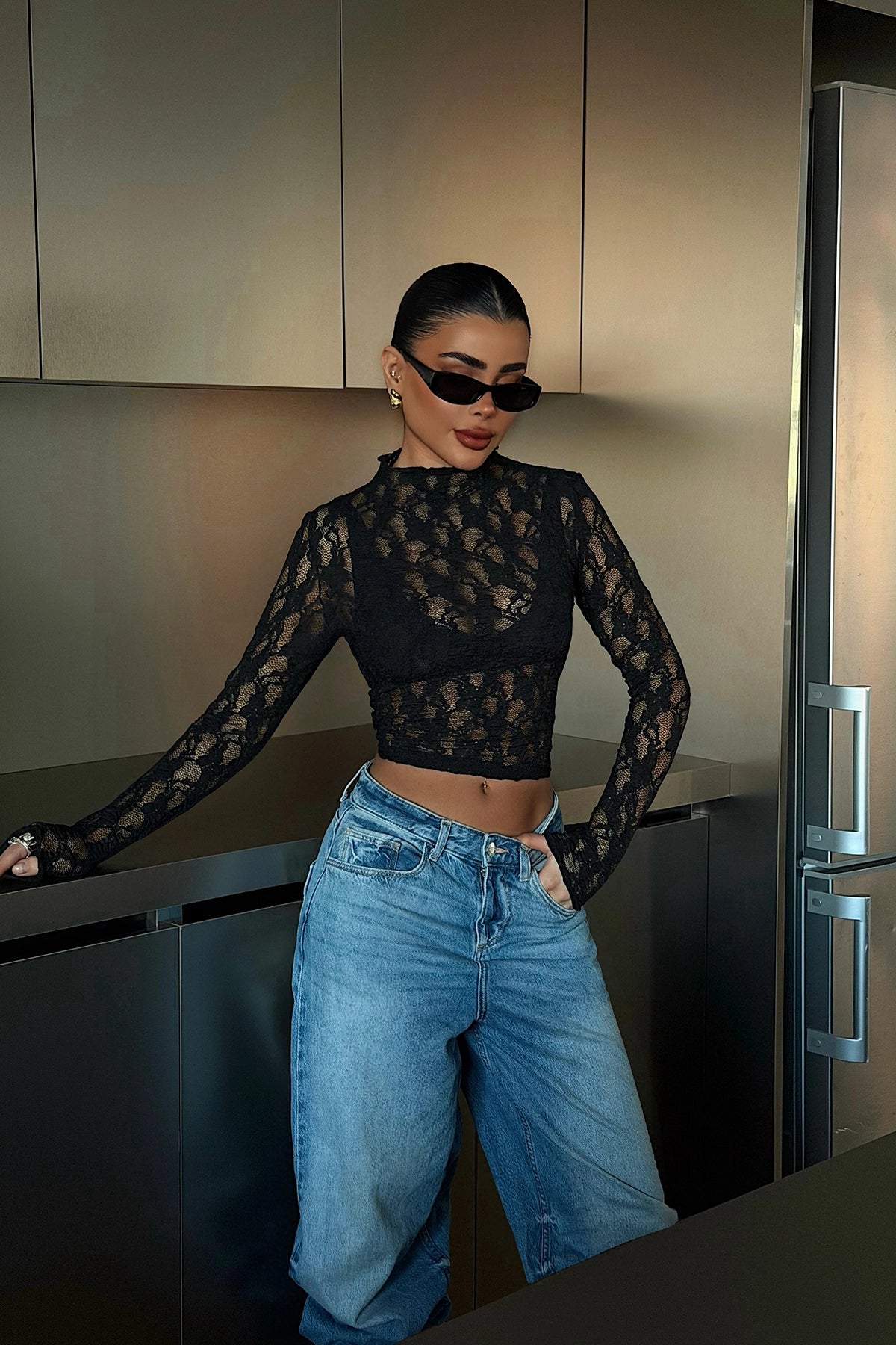 Black Raquel Lace Transparent Blouse
