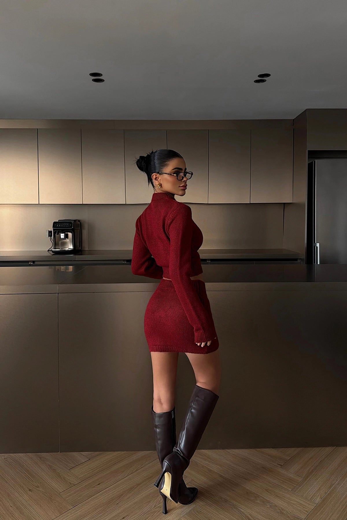 Burgundy Knit Skirt Set