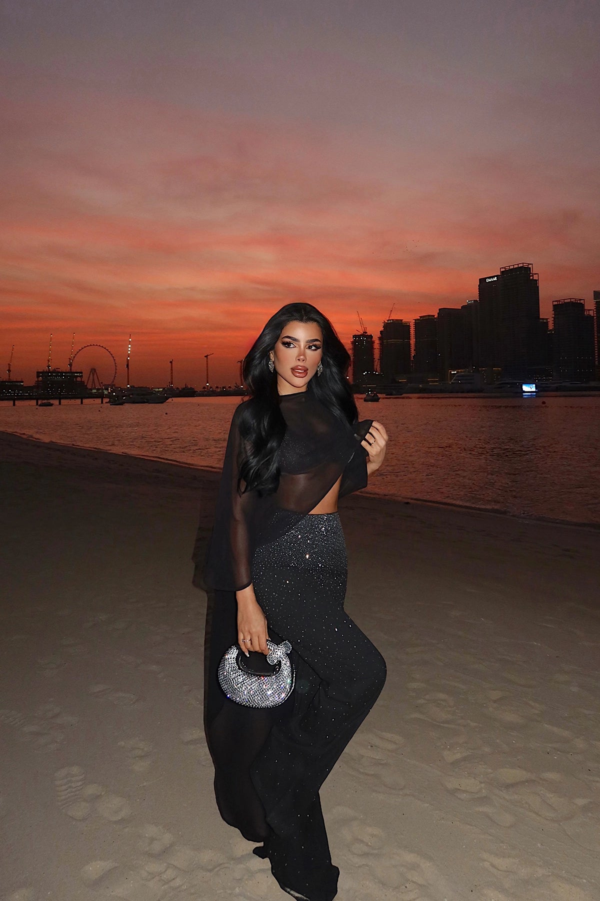 Siyah Shynix Taşlı Pantolon