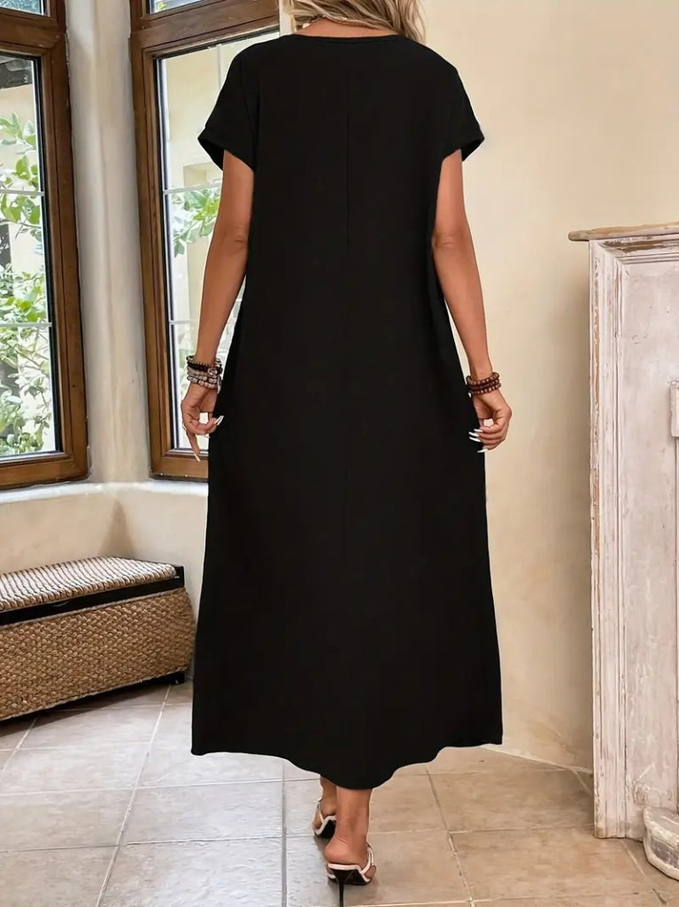 Women's Long-Sleeved V-Neck Viscose Dress, 32610