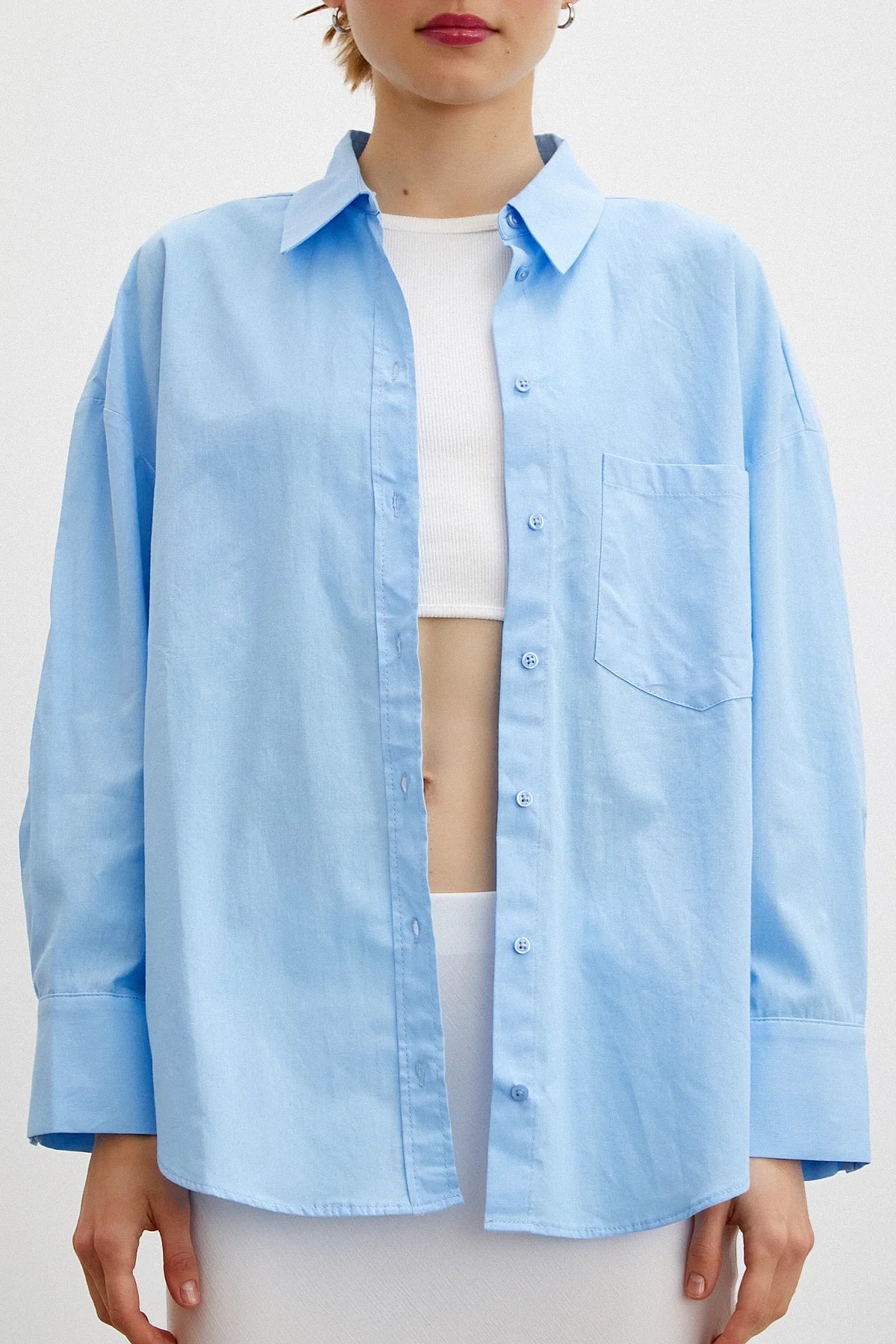 Regular Fit Poplin Gömlek - Açık Mavi