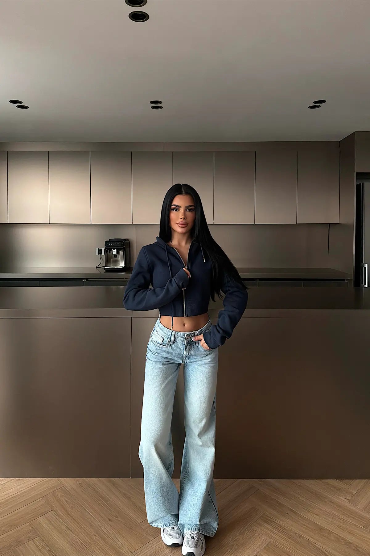 Lacivert Crop Kesim Hırka