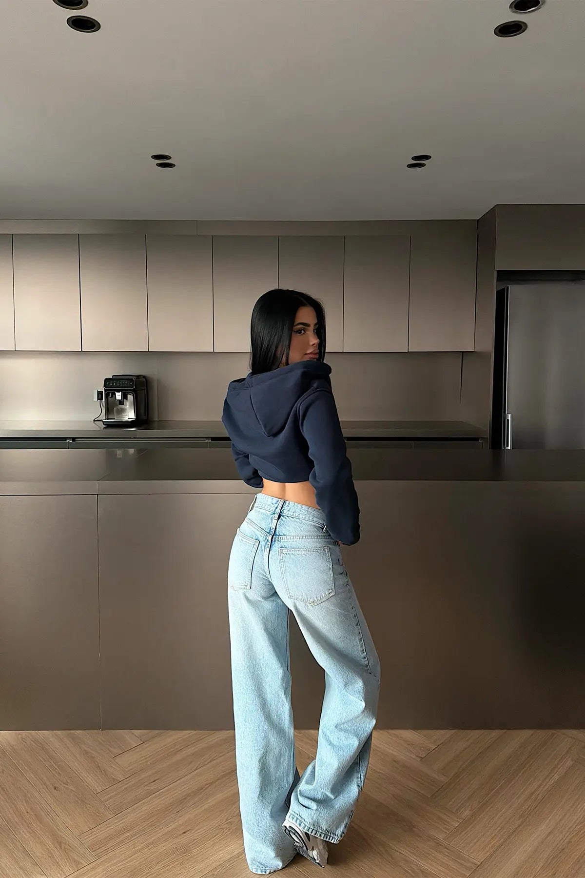 Lacivert Crop Kesim Hırka