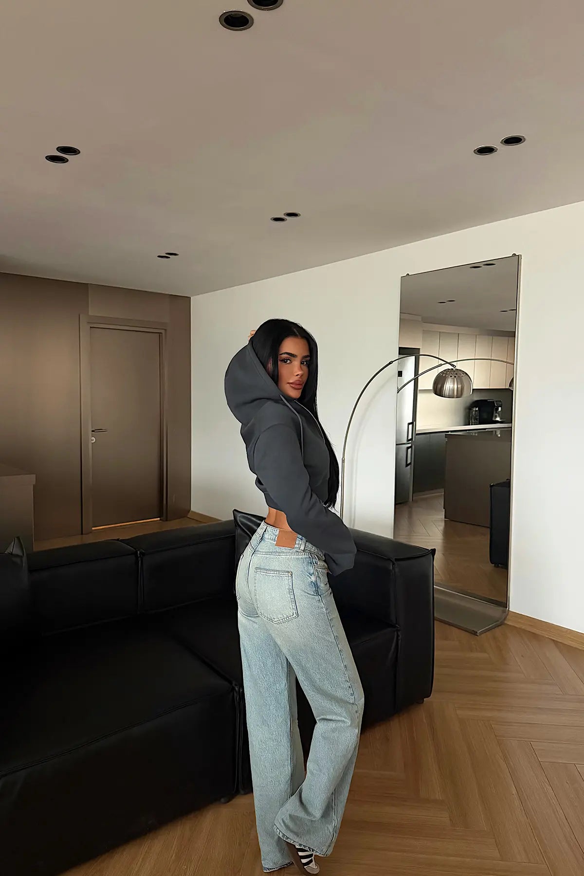 Antrasit Crop Kesim Hırka