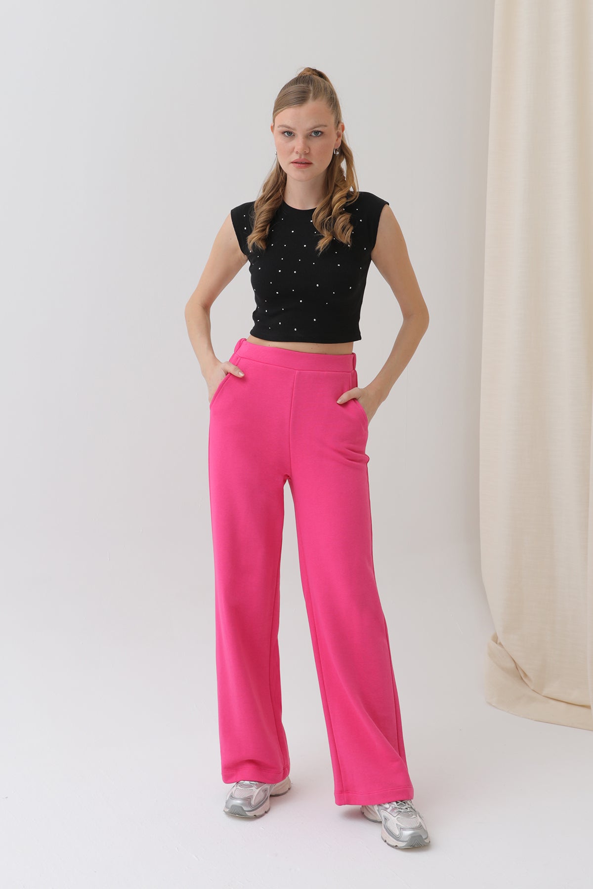 Kadın Geniş Paça Eşofman Altı  - 18152PNT - FUCHSIA