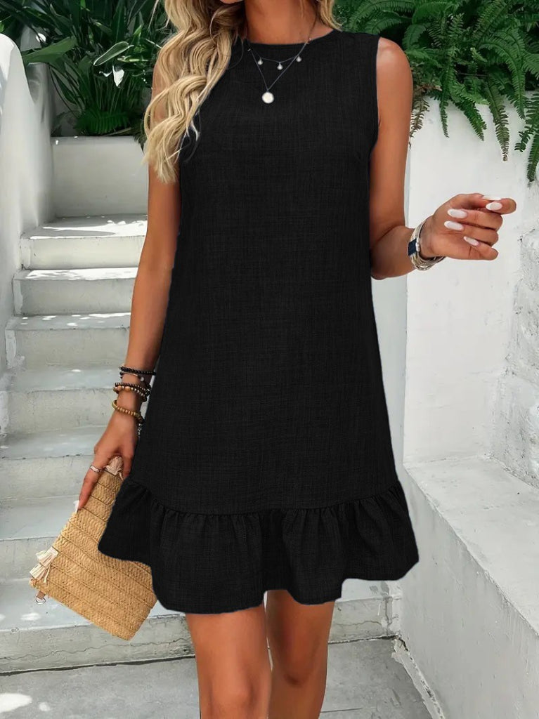 Women's Sleeveless Round Neck Ruffled Sofia Dress, 25918