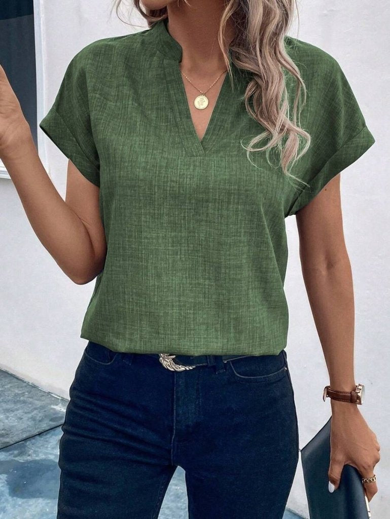 Kadın Kısa Kollu Hakim Yaka Sofya Bluz  , 35749