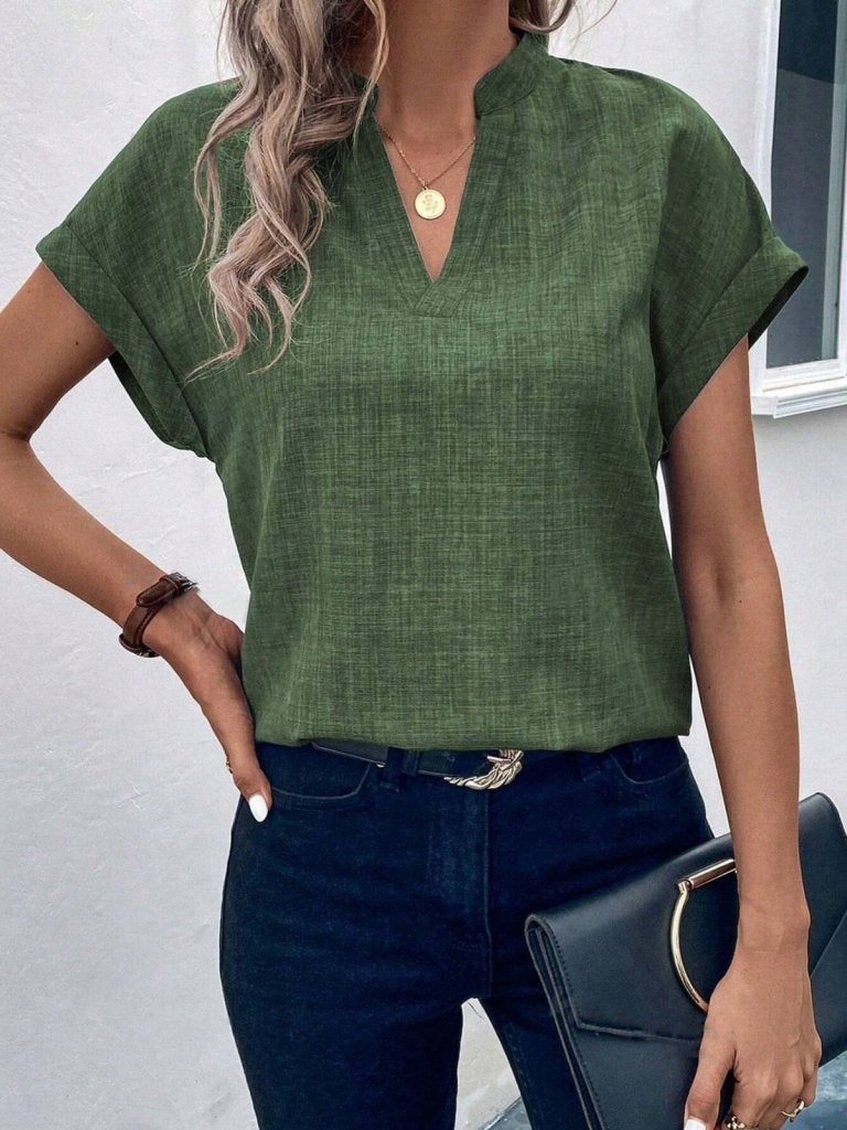 Kadın Kısa Kollu Hakim Yaka Sofya Bluz  , 35749