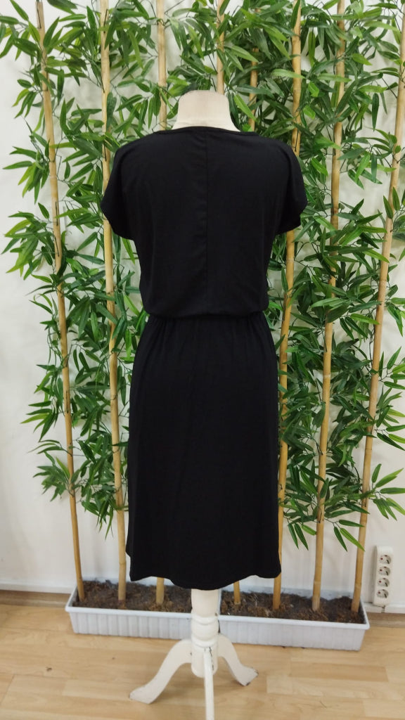 Women's Short Sleeve Open Collar Belted Side Slit Midi Viscose Dress, 24109