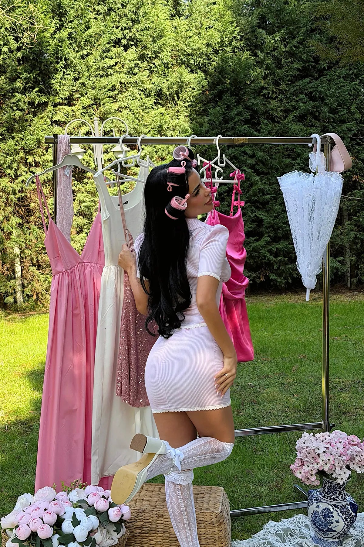 Pembe Çizgili Etekli Takım