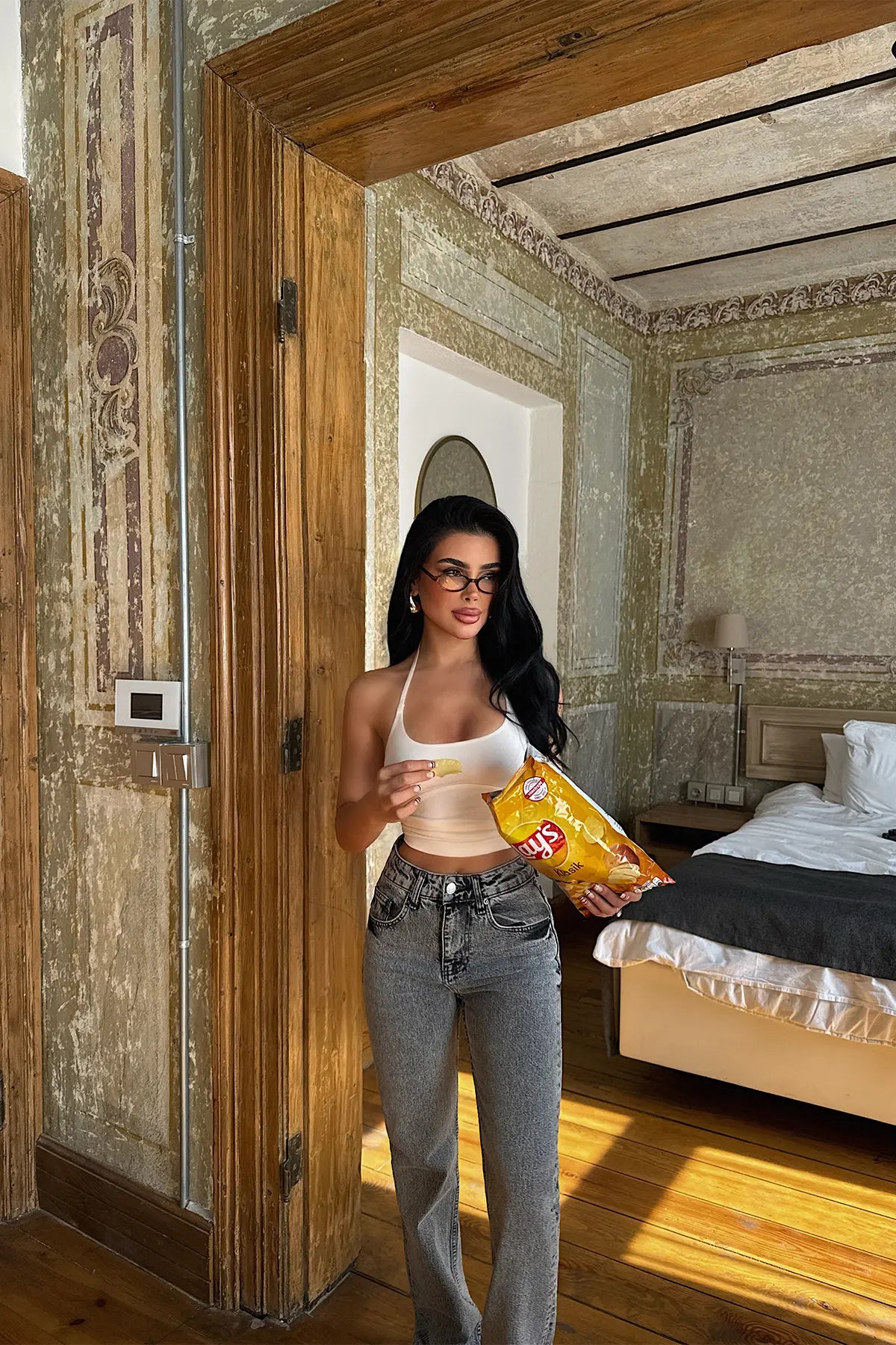 Gri Yüksek Bel Jean