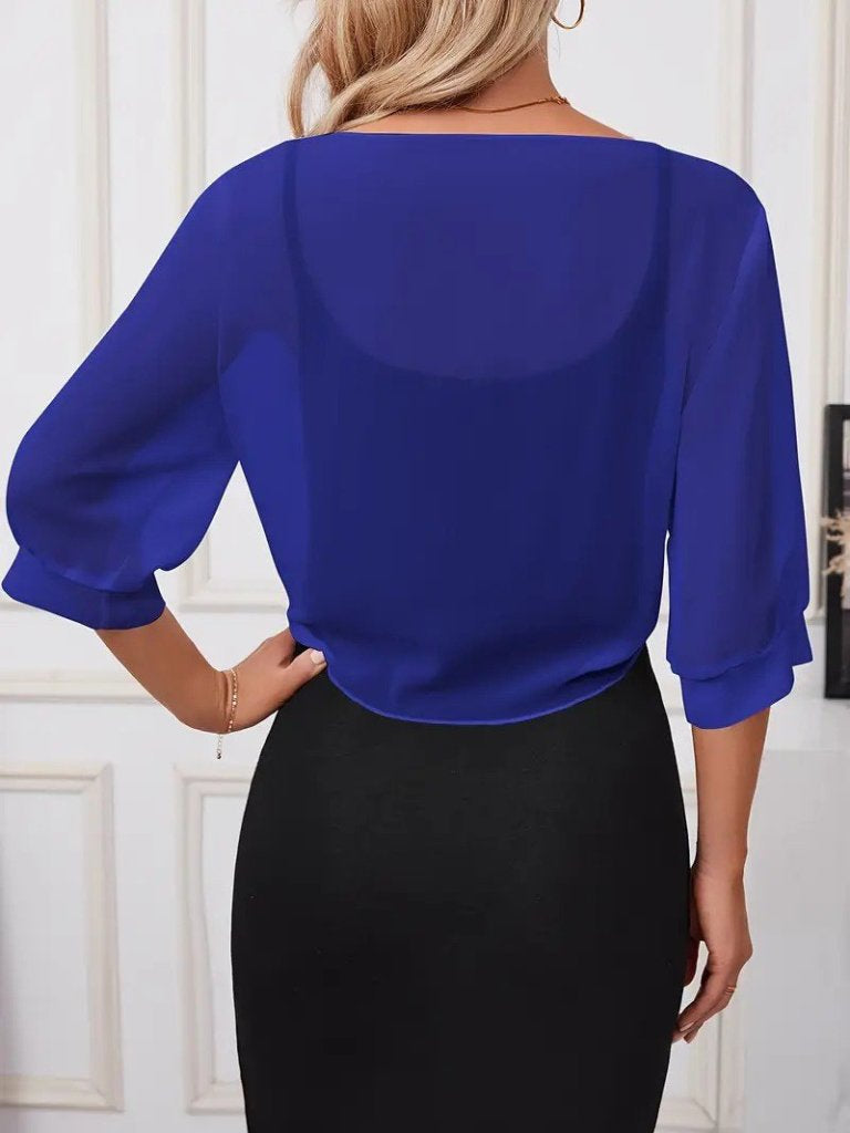 Women's Trocar Sleeve Front Tie Short Chiffon Bolero Jacket, 33503