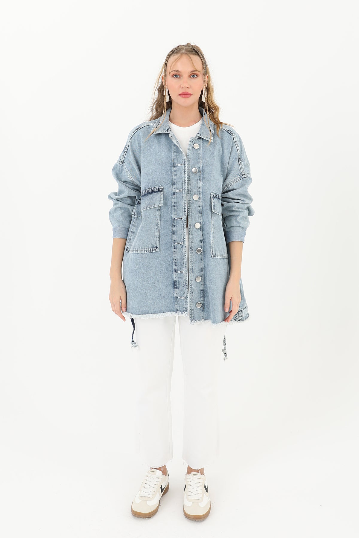 Kadın Geniş Cep Detaylı Kot Ceket  - 30451JCK - LIGHT BLUE