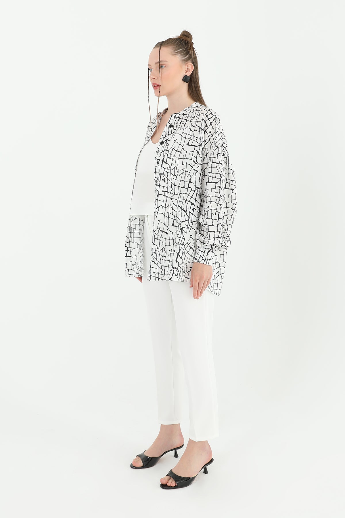 Women's Patterned Tank Top and Shirt Set -24S-31811GML