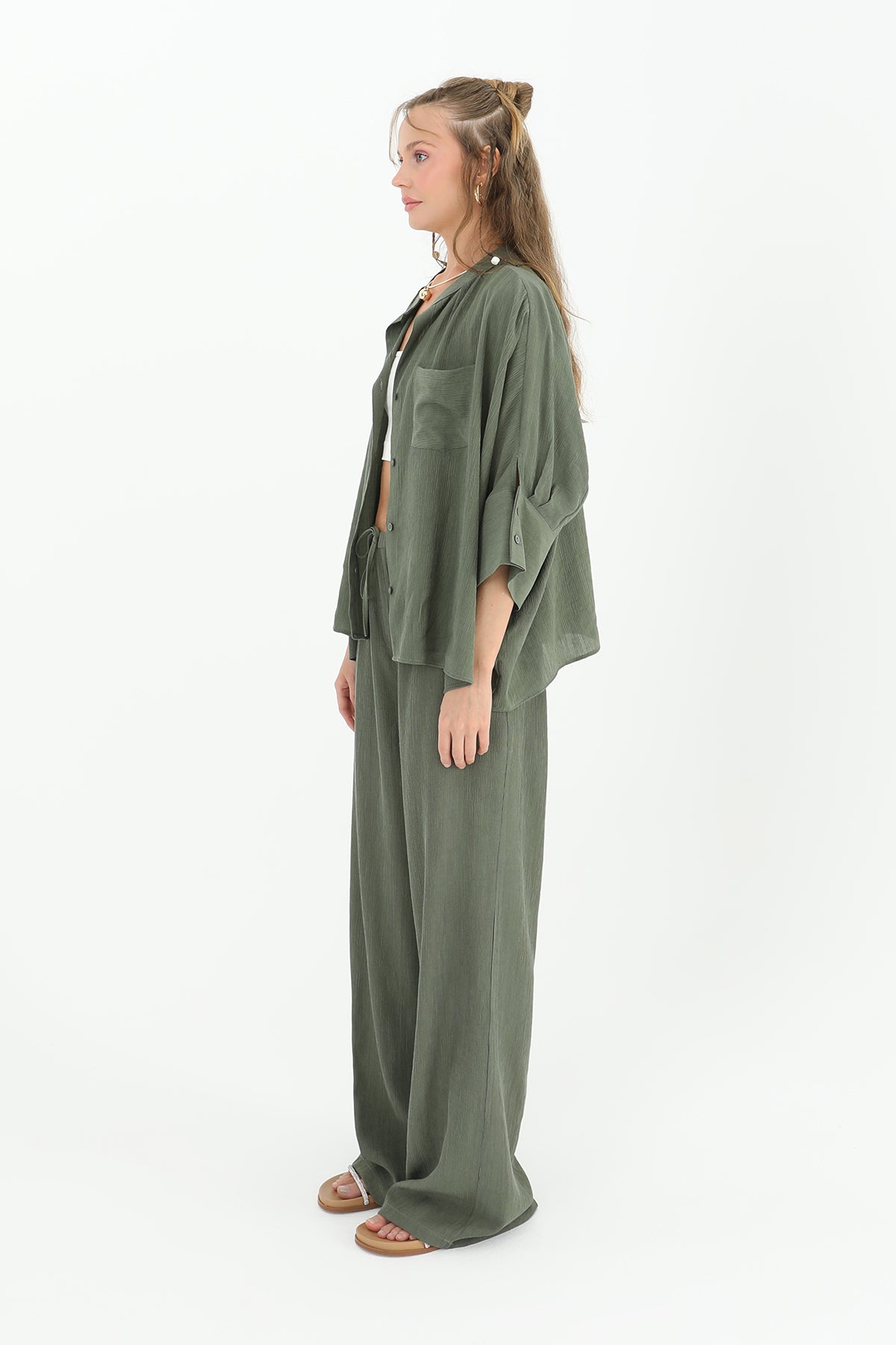 Kadın Belden Bağlamalı Bol Pantolon  - 31890PNT