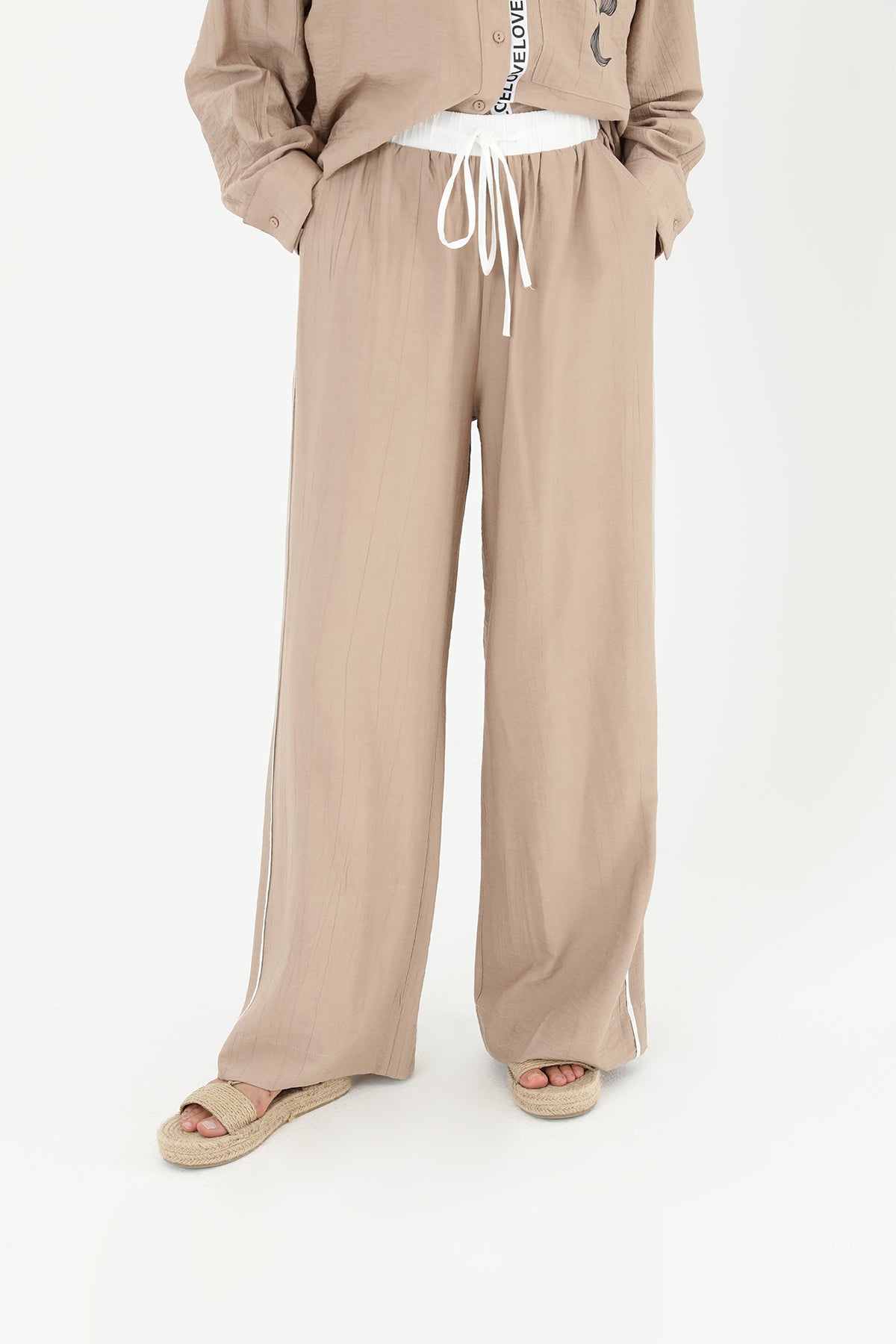 Kadın Beli Lastikli Bol Pantolon  - 31904PNT