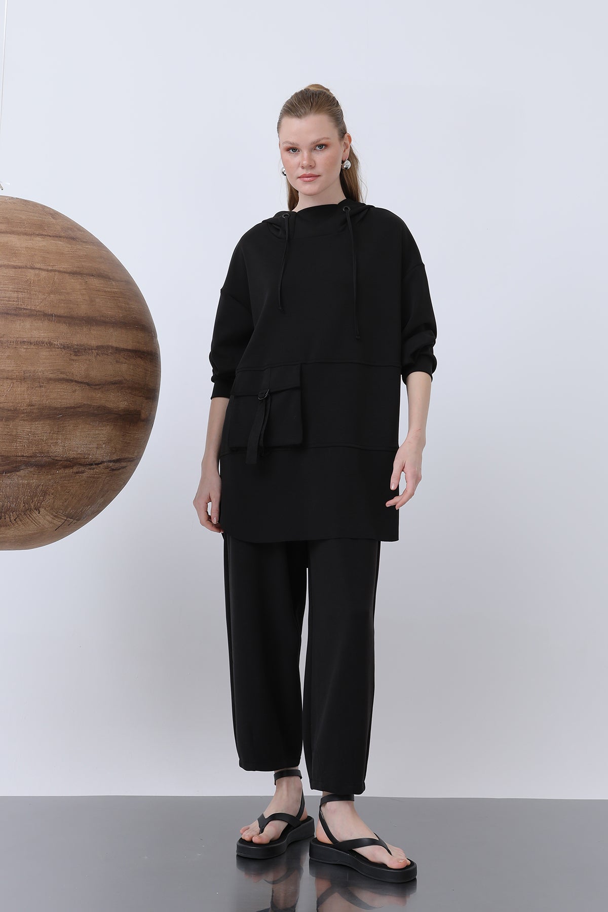 Cep Detaylı İkili Takım - 14279TKS - BLACK