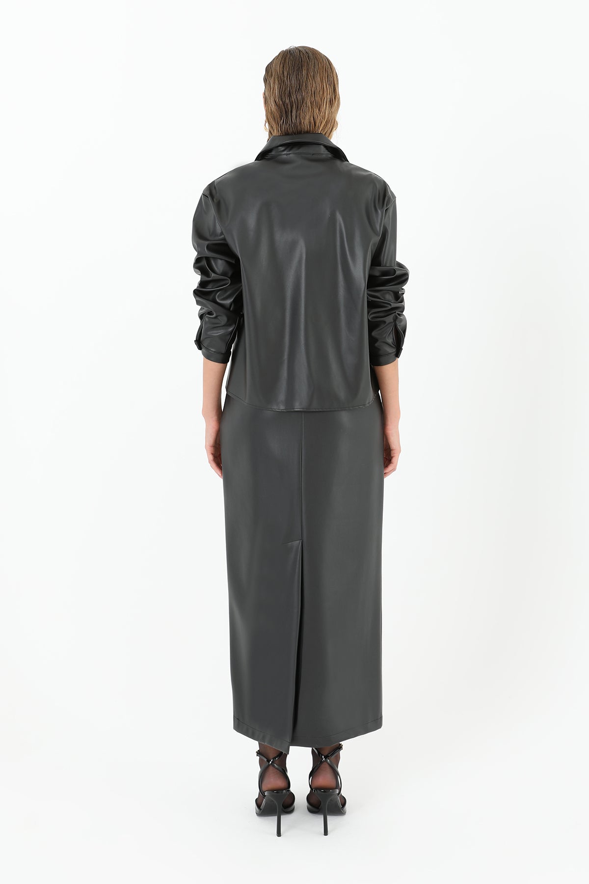 Women's Lace Hem Leather Shirt - 31970GML
