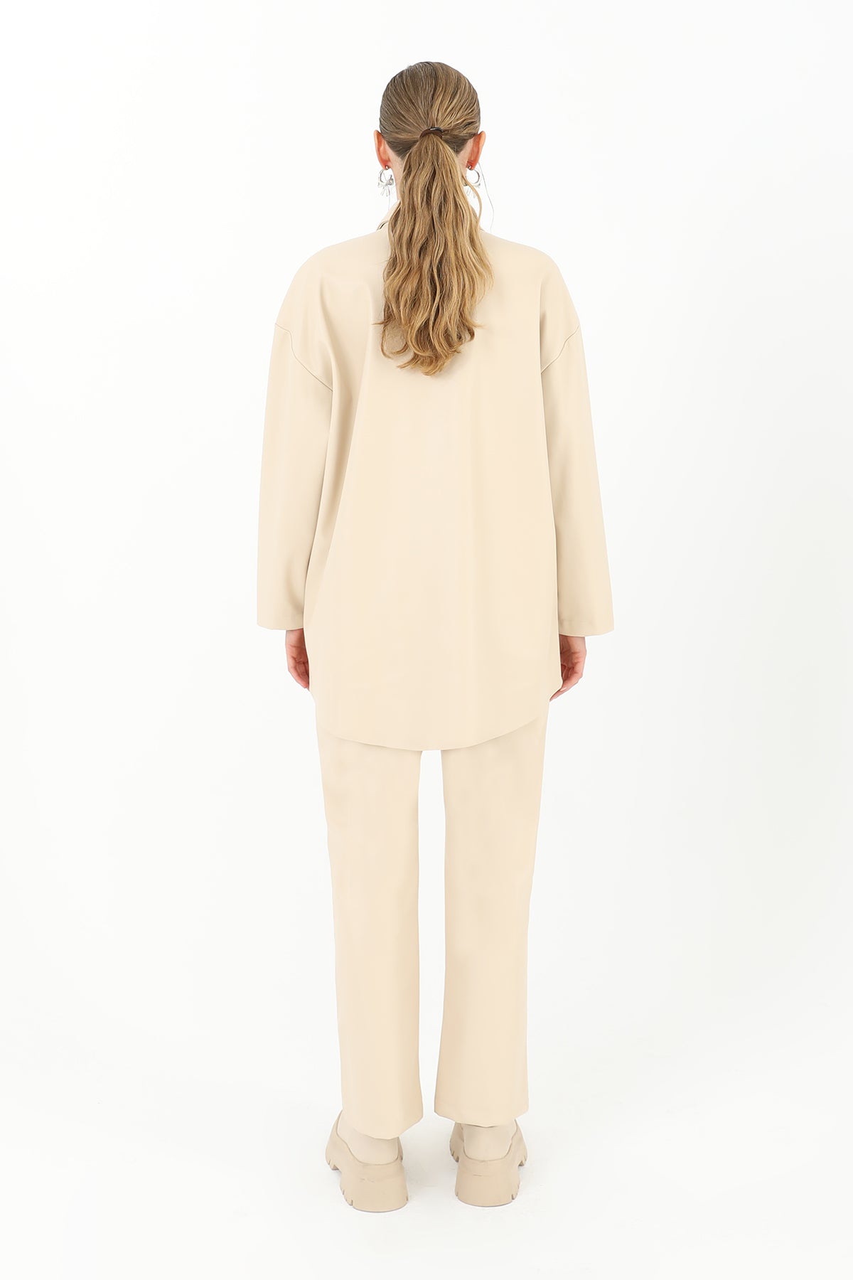 Women's Mesh Detailed Leather Shirt - 31971GML