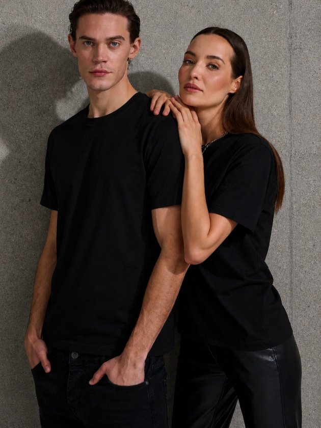 Unisex Kısa Kollu Bisiklet Yaka Basic Viskon Bluz, 34557