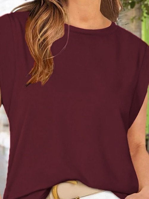 Women's Short-Sleeve Crew Neck Viscose Blouse, 25175