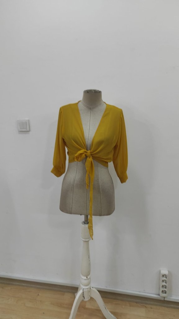 Kadın Truvakar Kollu önden Bağlamalı Kısa şifon Bolero Ceket, 33504