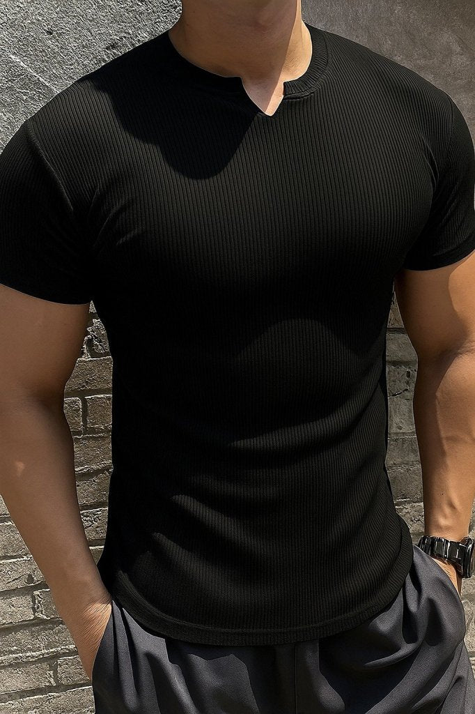 Men's Short Sleeve Crew Neck Cable Knit Blouse, 25372